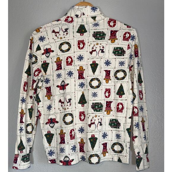 Vintage 90s Christmas Holiday Cutesy Grannycore Turtleneck Small All Over Print - Picture 3 of 5